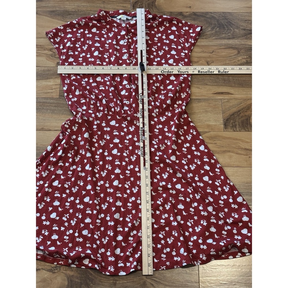 Size 12R BODEN Red White Floral Print Jersey T Shirt Style Skater Dress - Picture 7 of 8